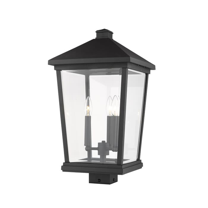 Z-Lite Beacon 3-Light Outdoor Post Mount Fixture Light In Black Z-Lite Beacon 3-Light Outdoor Post Mount Fixture Light In Black