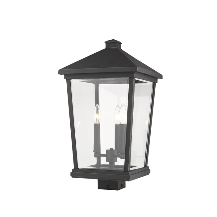 Z-Lite Beacon 3-Light Outdoor Post Mount Fixture Light In Oil Rubbed Bronze Z-Lite Beacon 3-Light Outdoor Post Mount Fixture Light In Oil Rubbed Bronze