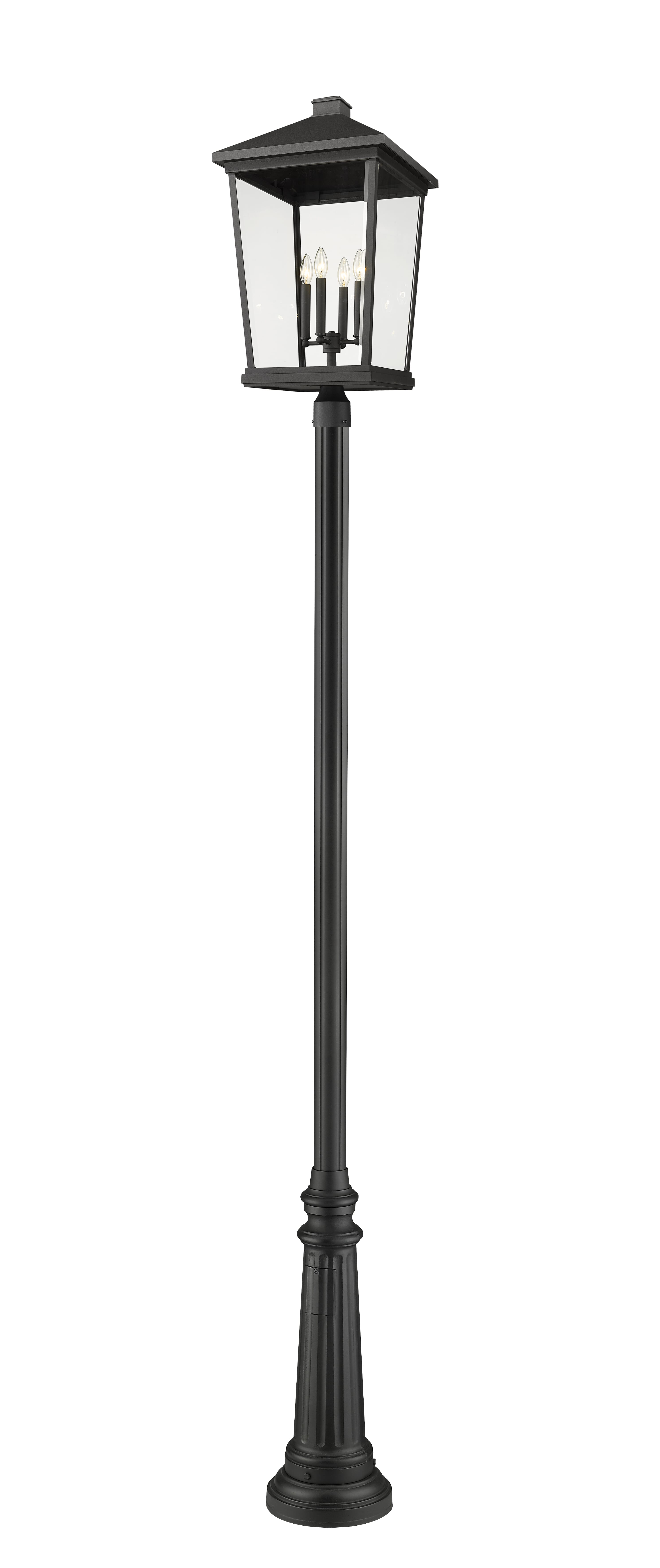 Z-Lite Beacon 4-Light Outdoor Post Mounted Fixture Light In Black