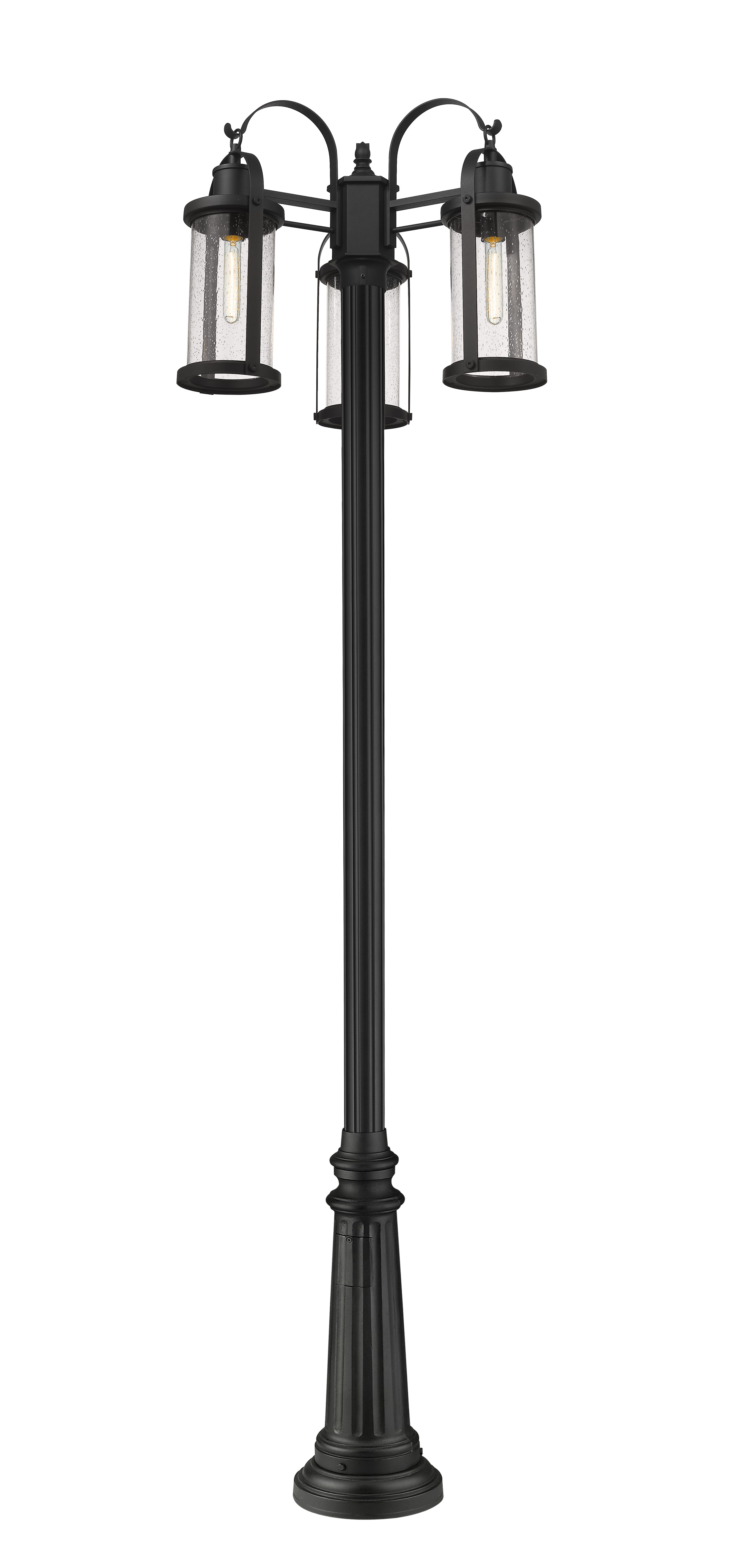 Z-Lite Roundhouse 3-Light Outdoor Post Mounted Fixture Light In Black