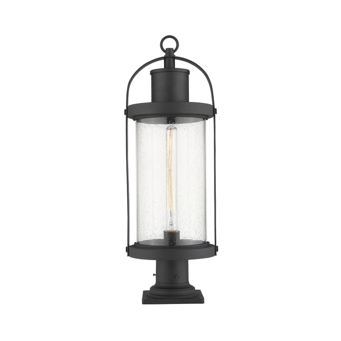 Z-Lite Roundhouse 1-Light Outdoor Pier Mounted Fixture Light In Black Z-Lite Roundhouse 1-Light Outdoor Pier Mounted Fixture Light In Black