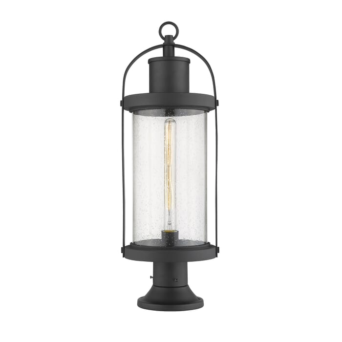 Z-Lite Roundhouse 1-Light Outdoor Pier Mounted Fixture Light In Black Z-Lite Roundhouse 1-Light Outdoor Pier Mounted Fixture Light In Black