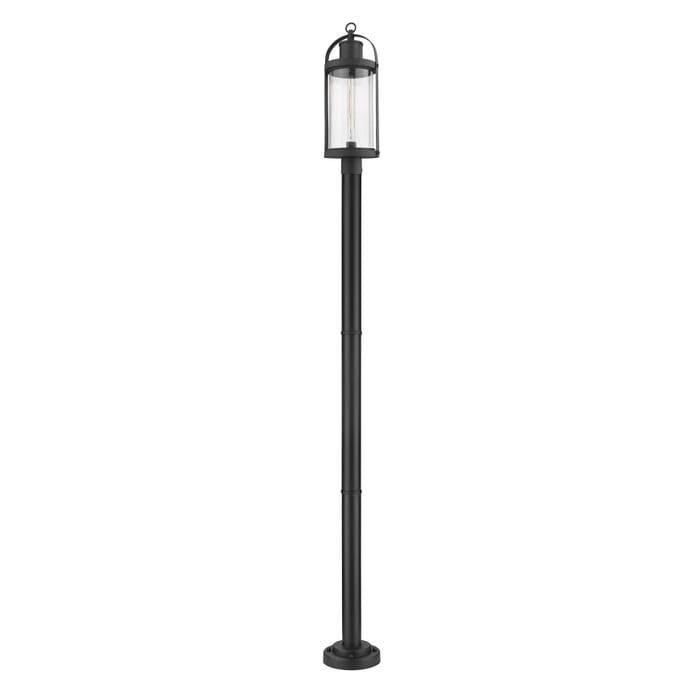 Z-Lite Roundhouse 1-Light Outdoor Post Mounted Fixture Light In Black Z-Lite Roundhouse 1-Light Outdoor Post Mounted Fixture Light In Black