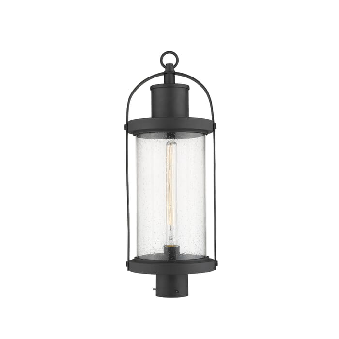 Z-Lite Roundhouse 1-Light Outdoor Post Mount Fixture Light In Black Z-Lite Roundhouse 1-Light Outdoor Post Mount Fixture Light In Black