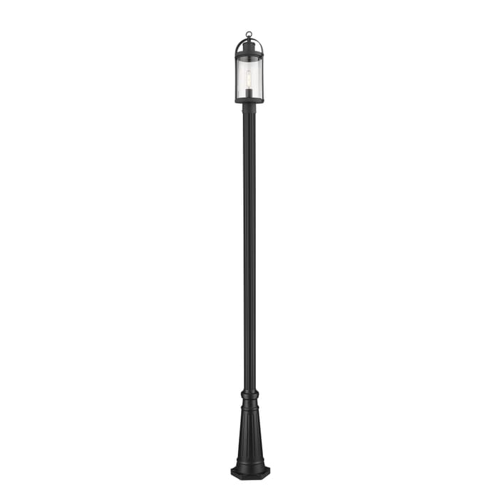 Z-Lite Roundhouse 1-Light Outdoor Post Mounted Fixture Light In Black Z-Lite Roundhouse 1-Light Outdoor Post Mounted Fixture Light In Black