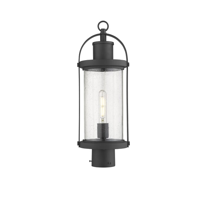 Z-Lite Roundhouse 1-Light Outdoor Post Mount Fixture Light In Black Z-Lite Roundhouse 1-Light Outdoor Post Mount Fixture Light In Black