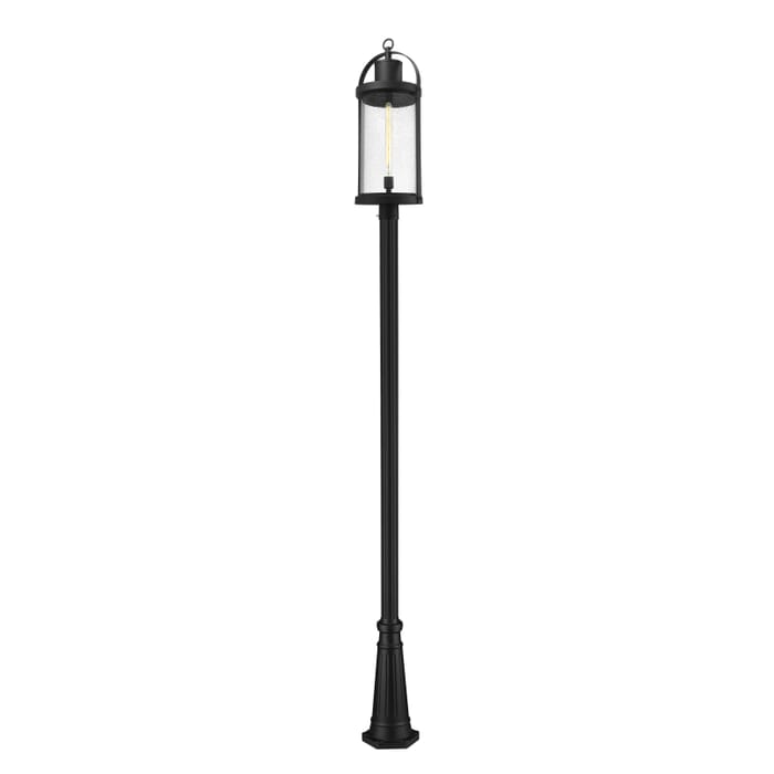 Z-Lite Roundhouse 1-Light Outdoor Post Mounted Fixture Light In Black Z-Lite Roundhouse 1-Light Outdoor Post Mounted Fixture Light In Black