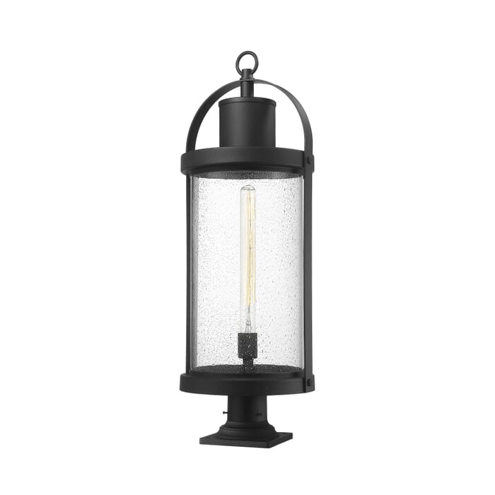 Z-Lite Roundhouse 1-Light Outdoor Pier Mounted Fixture Light In Black Z-Lite Roundhouse 1-Light Outdoor Pier Mounted Fixture Light In Black