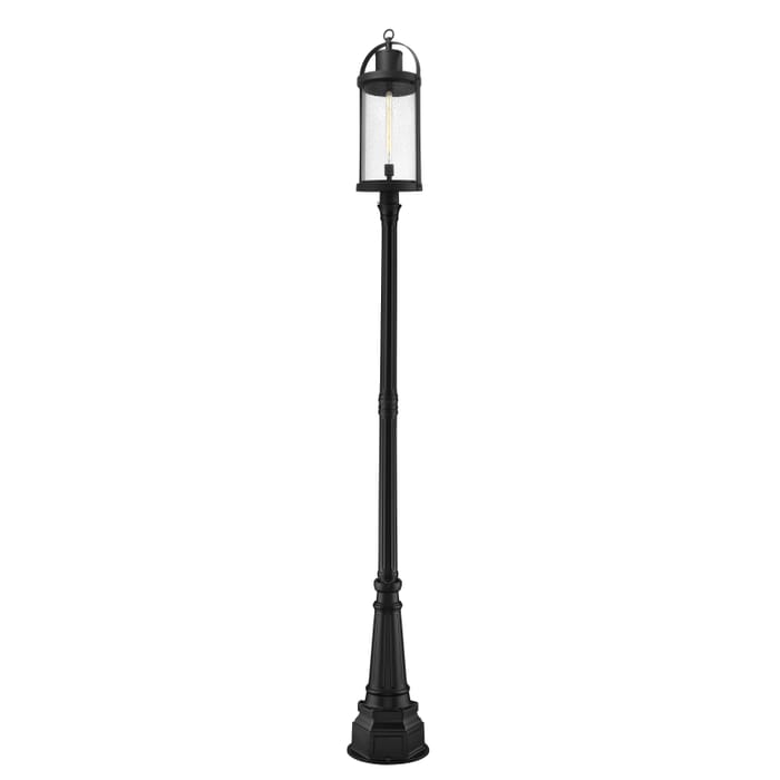 Z-Lite Roundhouse 1-Light Outdoor Post Mounted Fixture Light In Black Z-Lite Roundhouse 1-Light Outdoor Post Mounted Fixture Light In Black
