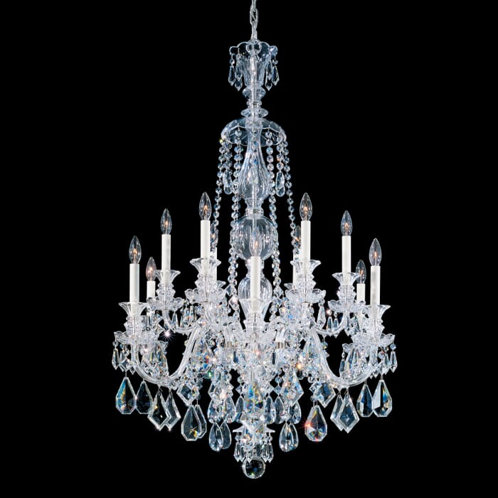 Schonbek Hamilton 12-Light Chandelier in Silver with Clear Heritage Crystals Schonbek Hamilton 12-Light Chandelier in Silver with Clear Heritage Crystals
