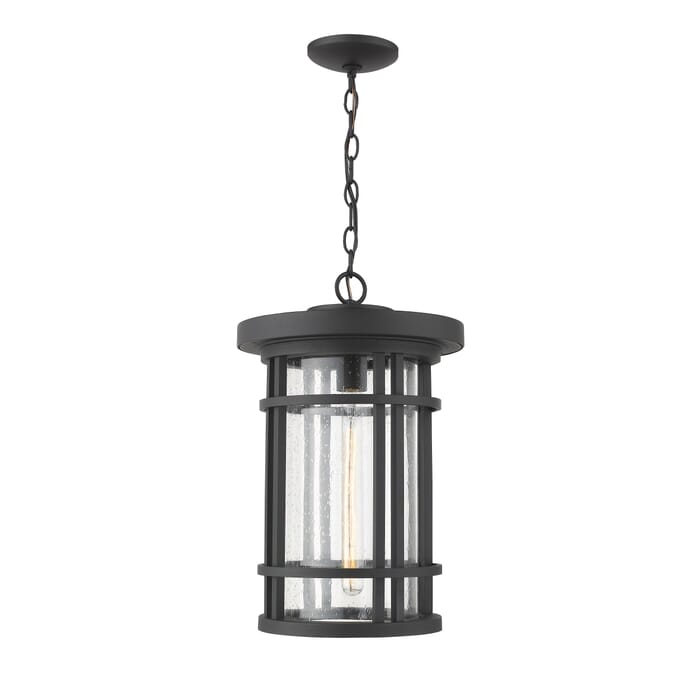 Z-Lite Jordan 1-Light Outdoor Chain Mount Ceiling Fixture Light In Black Z-Lite Jordan 1-Light Outdoor Chain Mount Ceiling Fixture Light In Black