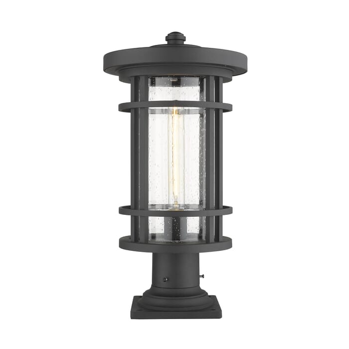 Z-Lite Jordan 1-Light Outdoor Pier Mounted Fixture Light In Black Z-Lite Jordan 1-Light Outdoor Pier Mounted Fixture Light In Black