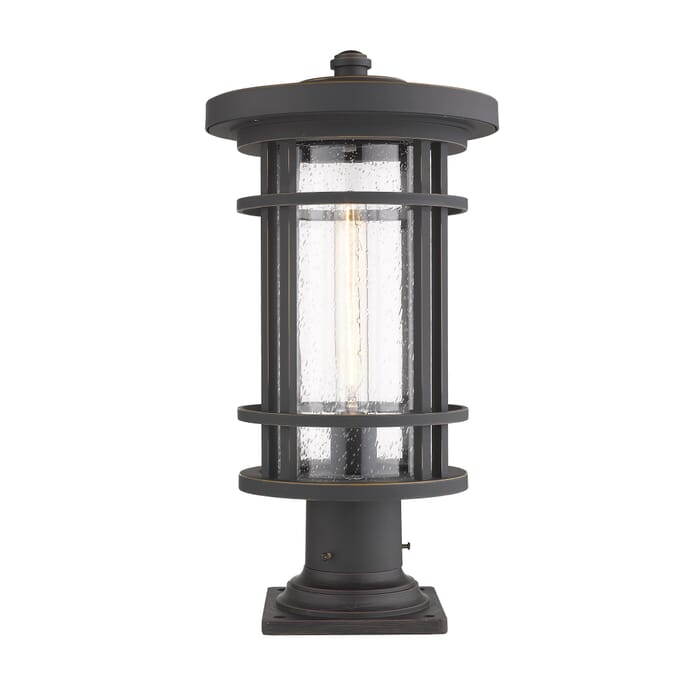 Z-Lite Jordan 1-Light Outdoor Pier Mounted Fixture Light In Oil Rubbed Bronze Z-Lite Jordan 1-Light Outdoor Pier Mounted Fixture Light In Oil Rubbed Bronze