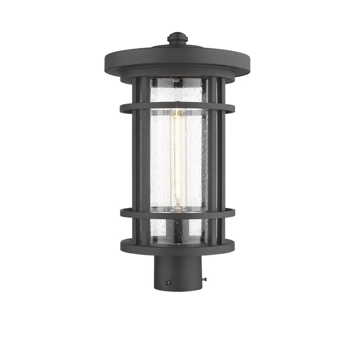 Z-Lite Jordan 1-Light Outdoor Post Mount Fixture Light In Black Z-Lite Jordan 1-Light Outdoor Post Mount Fixture Light In Black