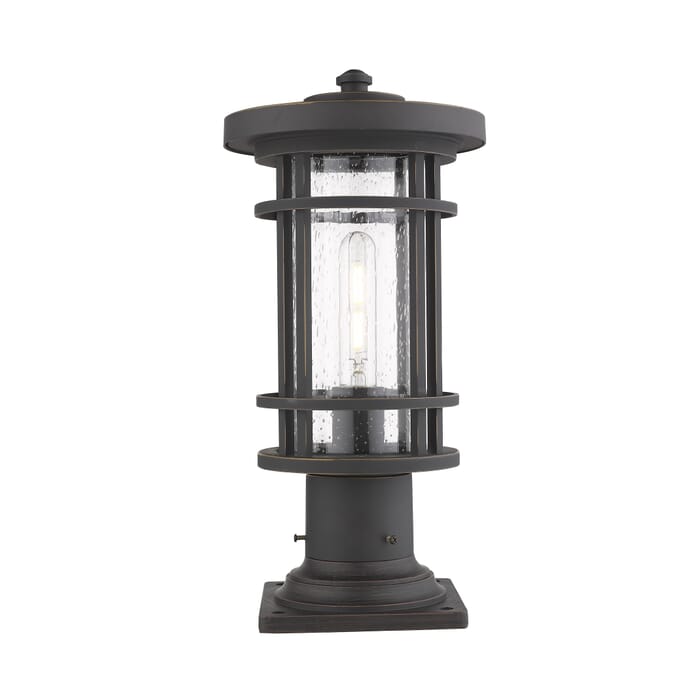 Z-Lite Jordan 1-Light Outdoor Pier Mounted Fixture Light In Oil Rubbed Bronze Z-Lite Jordan 1-Light Outdoor Pier Mounted Fixture Light In Oil Rubbed Bronze