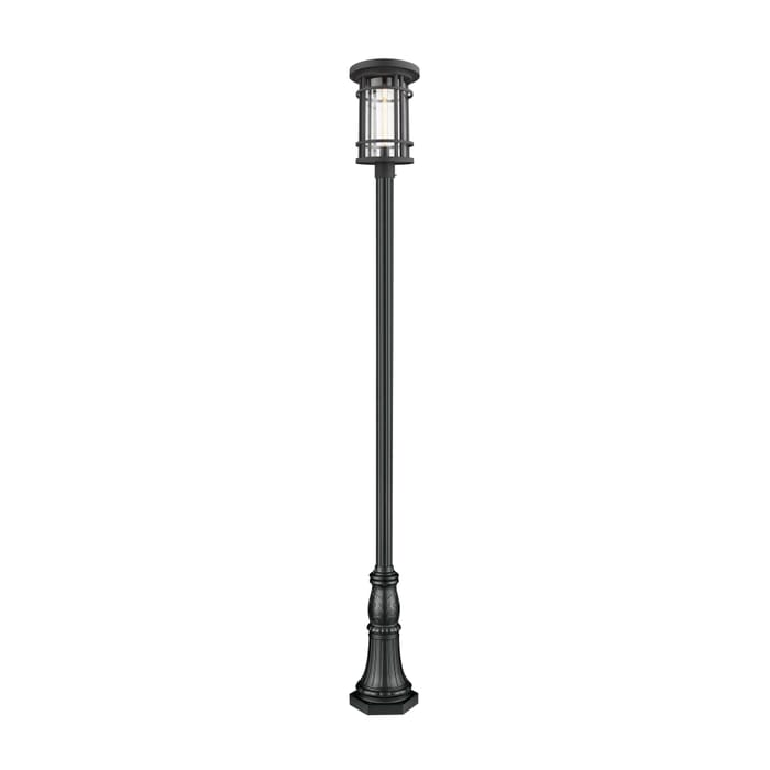 Z-Lite Jordan 1-Light Outdoor Post Mounted Fixture Light In Black Z-Lite Jordan 1-Light Outdoor Post Mounted Fixture Light In Black