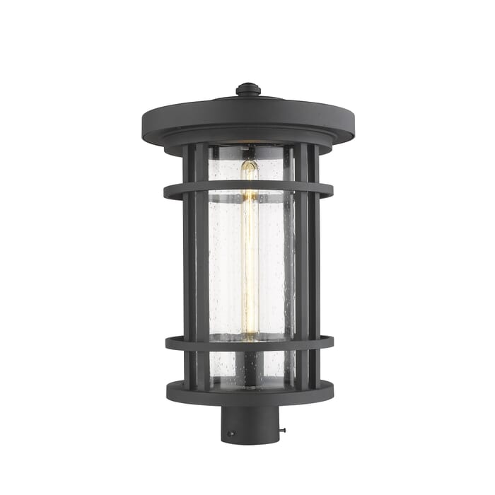 Z-Lite Jordan 1-Light Outdoor Post Mount Fixture Light In Black Z-Lite Jordan 1-Light Outdoor Post Mount Fixture Light In Black