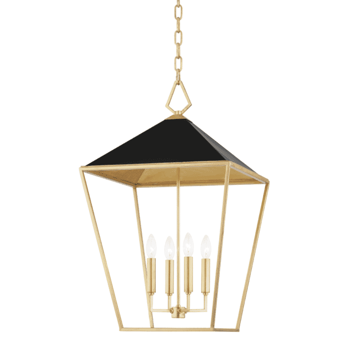 Hudson Valley Paxton 4-Light Pendant Light in Gold Leaf and Black Hudson Valley Paxton 4-Light Pendant Light in Gold Leaf and Black