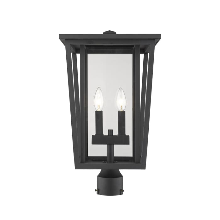 Z-Lite Seoul 2-Light Outdoor Post Mount Fixture Light In Black Z-Lite Seoul 2-Light Outdoor Post Mount Fixture Light In Black