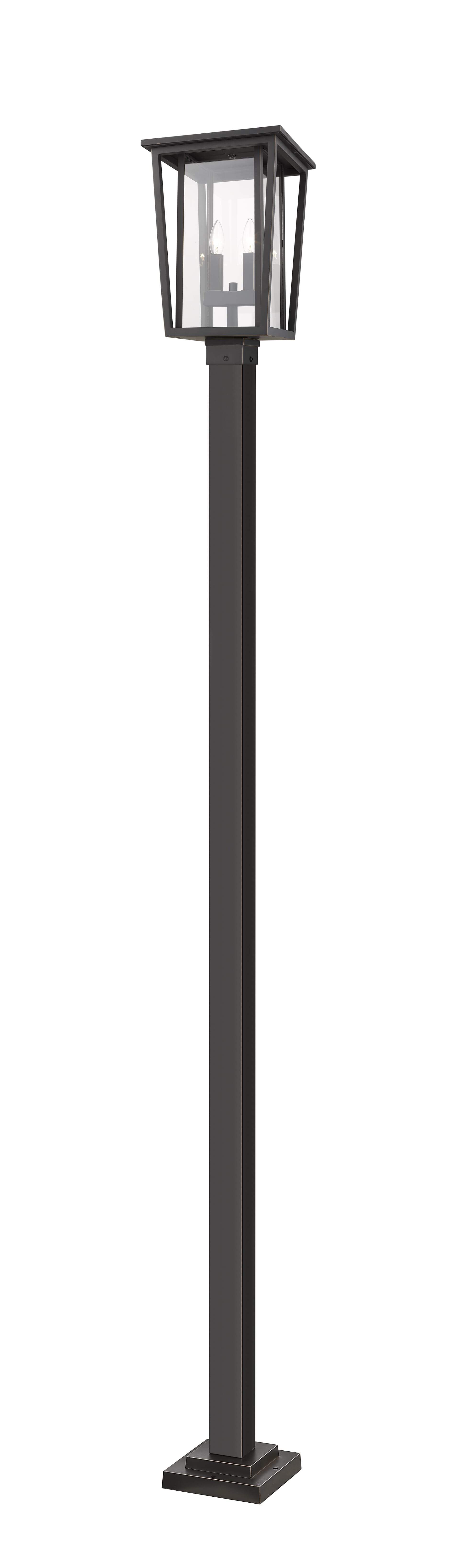 Z-Lite Seoul 2-Light Outdoor Post Mounted Fixture Light In Oil Rubbed Bronze