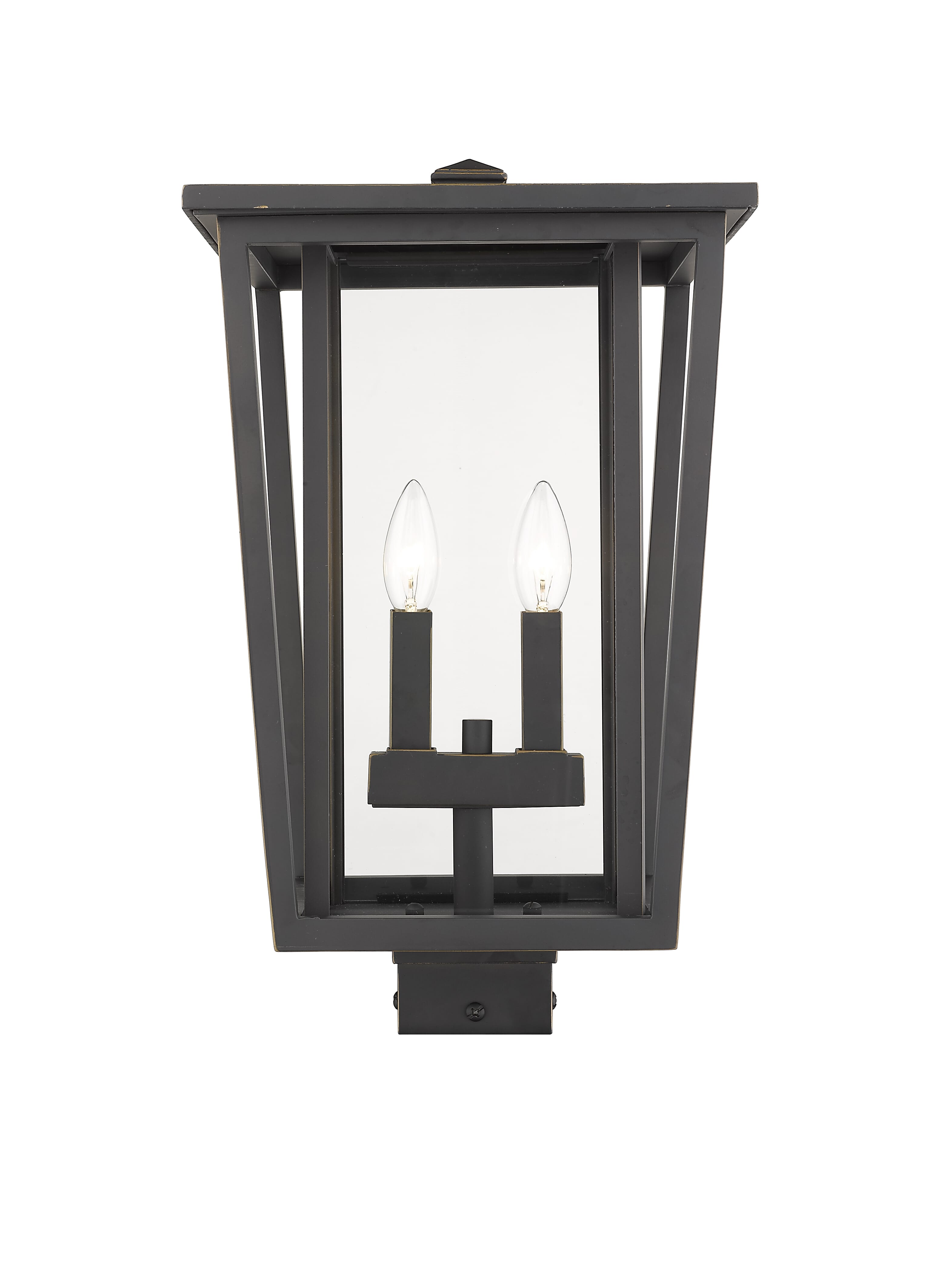 Z-Lite Seoul 2-Light Outdoor Post Mount Fixture Light In Oil Rubbed Bronze