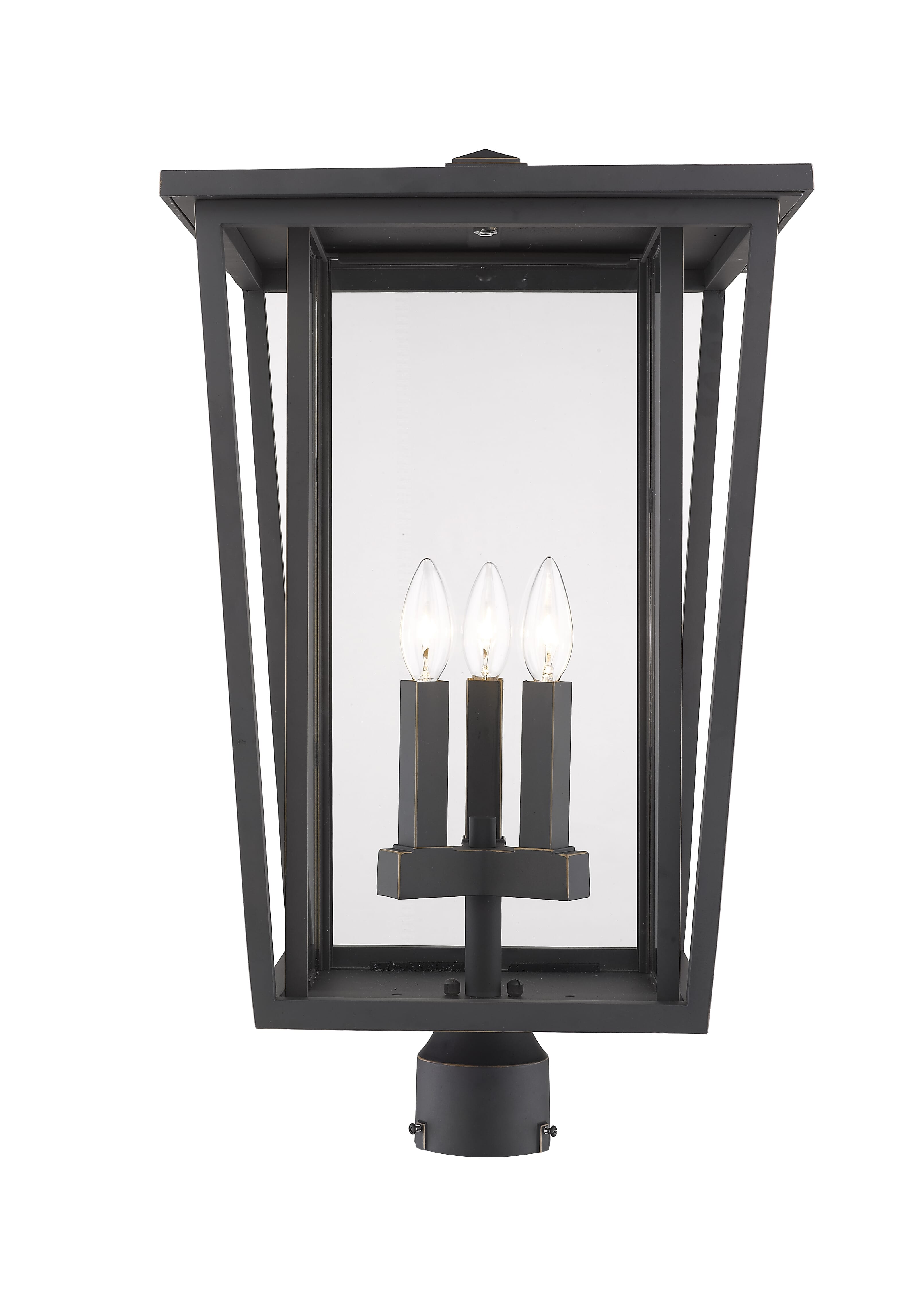 Z-Lite Seoul 3-Light Outdoor Post Mount Fixture Light In Oil Rubbed Bronze