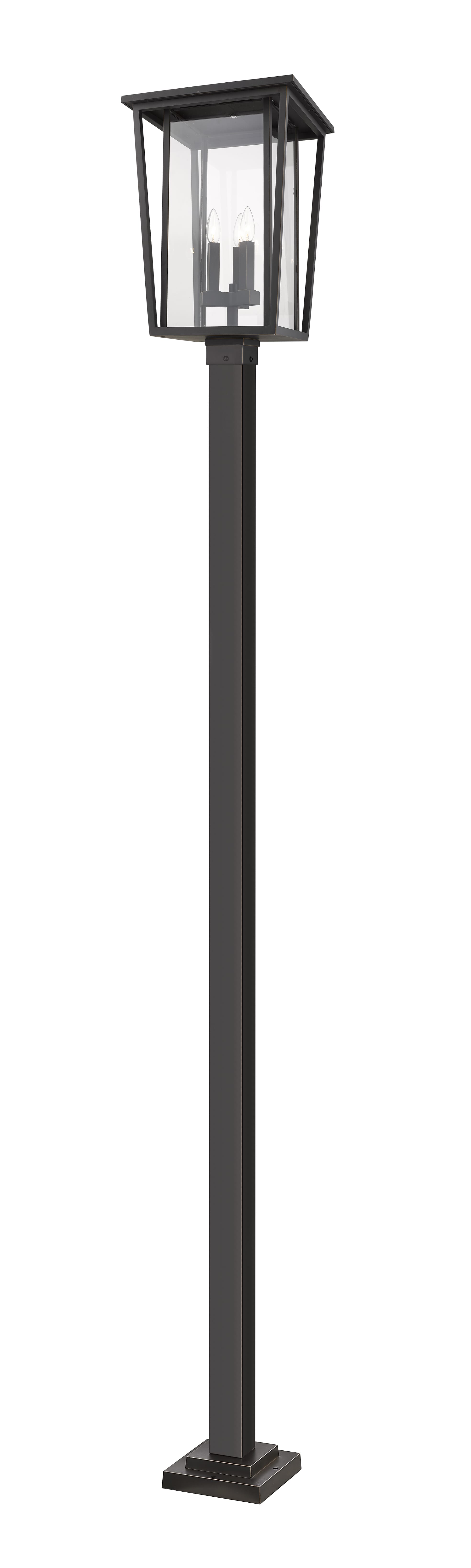 Z-Lite Seoul 3-Light Outdoor Post Mounted Fixture Light In Oil Rubbed Bronze