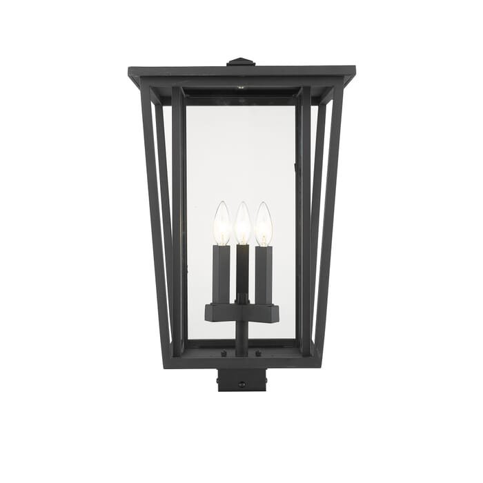 Z-Lite Seoul 3-Light Outdoor Post Mount Fixture Light In Black Z-Lite Seoul 3-Light Outdoor Post Mount Fixture Light In Black