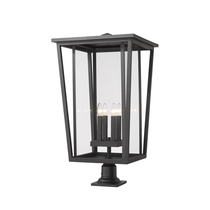 Z-Lite Seoul 4-Light Outdoor Pier Mounted Fixture Light In Black Z-Lite Seoul 4-Light Outdoor Pier Mounted Fixture Light In Black