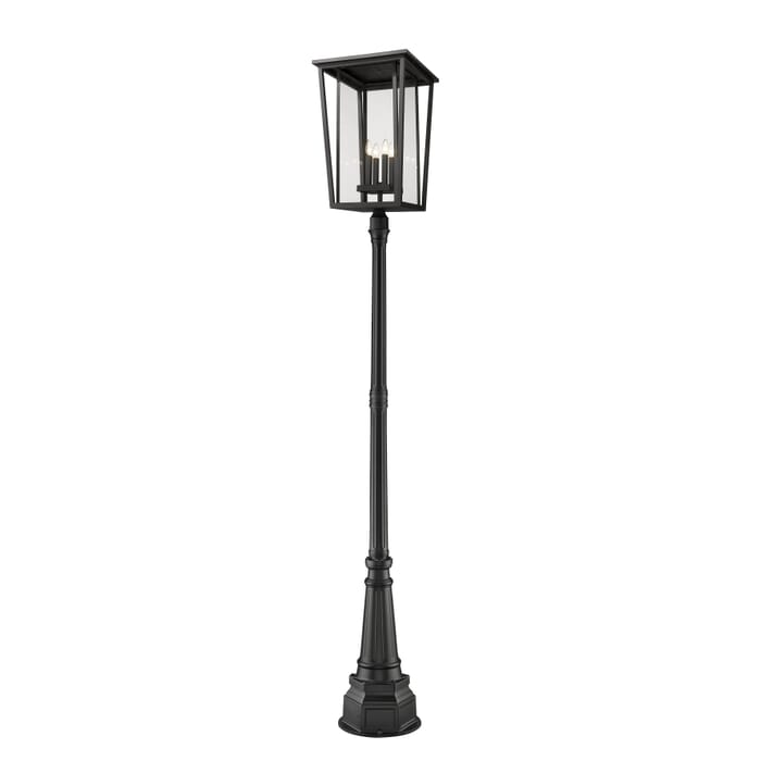 Z-Lite Seoul 4-Light Outdoor Post Mounted Fixture Light In Black Z-Lite Seoul 4-Light Outdoor Post Mounted Fixture Light In Black