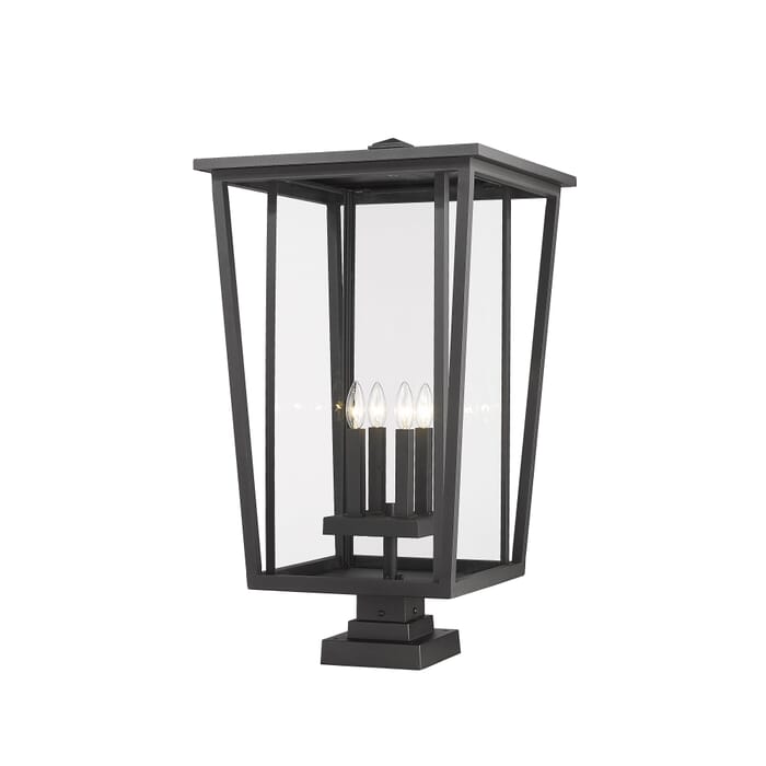 Z-Lite Seoul 4-Light Outdoor Pier Mounted Fixture Light In Black Z-Lite Seoul 4-Light Outdoor Pier Mounted Fixture Light In Black