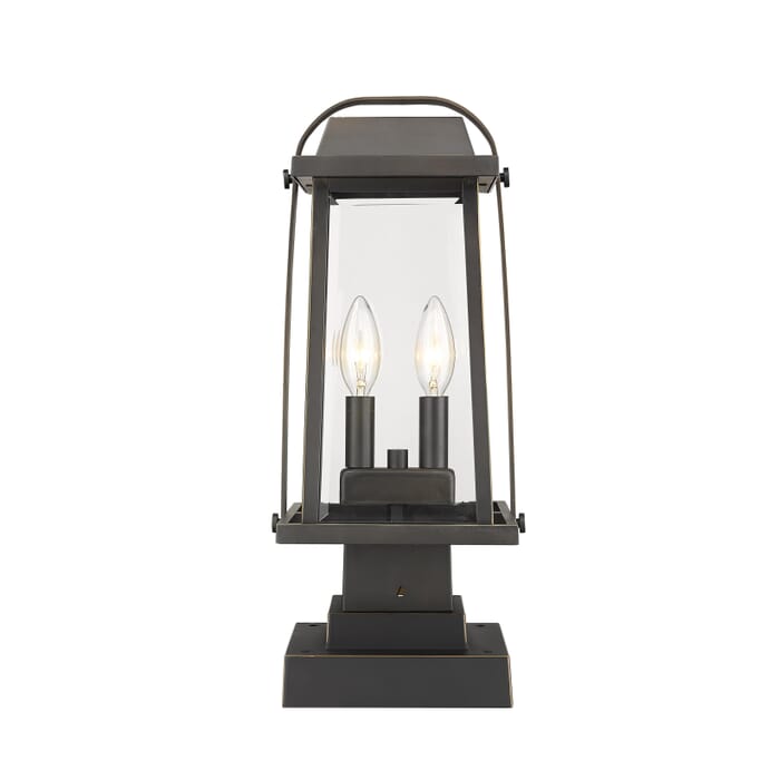 Z-Lite Millworks 2-Light Outdoor Pier Mounted Fixture Light In Oil Rubbed Bronze Z-Lite Millworks 2-Light Outdoor Pier Mounted Fixture Light In Oil Rubbed Bronze