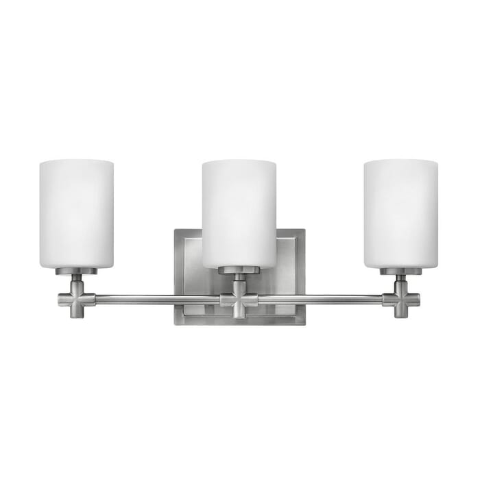 Hinkley Laurel 3-Light Bathroom Vanity Light in Brushed Nickel Hinkley Laurel 3-Light Bathroom Vanity Light in Brushed Nickel