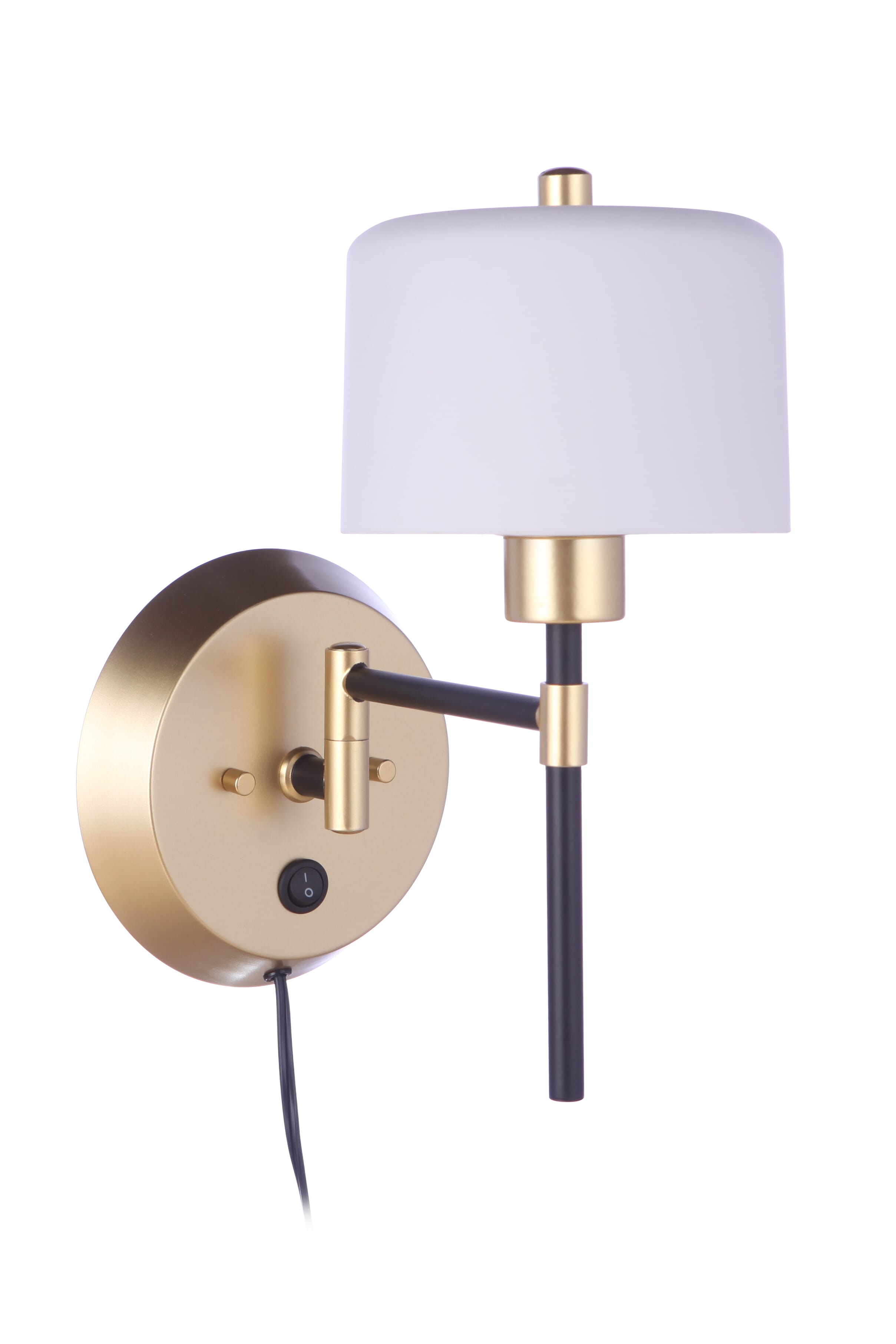 Wentworth 1-Light Plug-in Wall Sconce in Flat Black with Sunset Gold