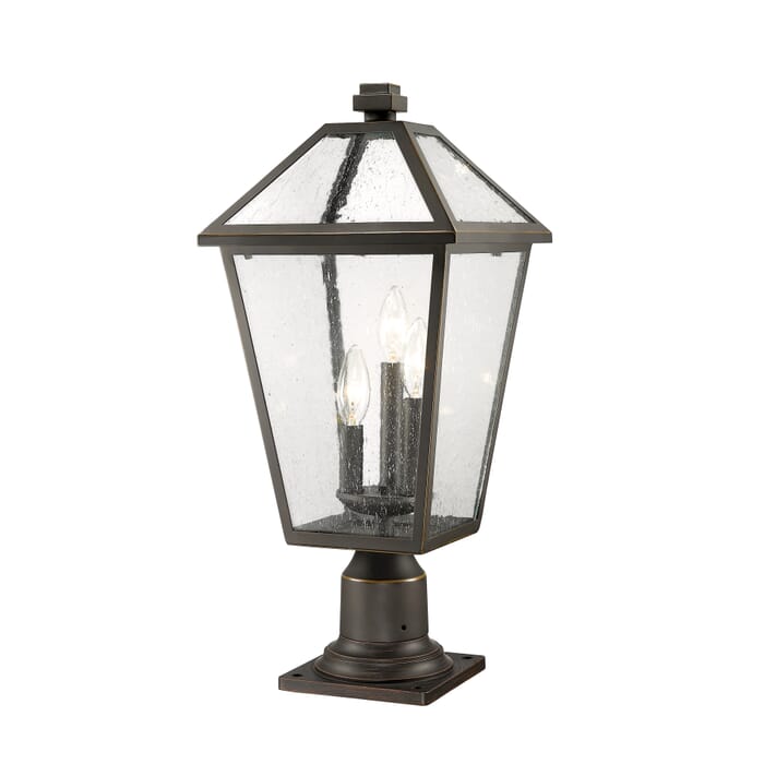 Z-Lite Talbot 3-Light Outdoor Pier Mounted Fixture Light In Oil Rubbed Bronze Z-Lite Talbot 3-Light Outdoor Pier Mounted Fixture Light In Oil Rubbed Bronze