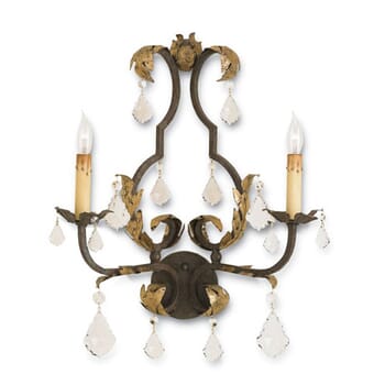 Currey & Company 2-Light 21" Tuscan Wall Sconce in Venetian and Gold Leaf
