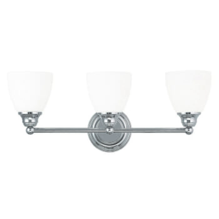 Somerville 3-Light Bathroom Vanity Light in Polished Chrome Somerville 3-Light Bathroom Vanity Light in Polished Chrome