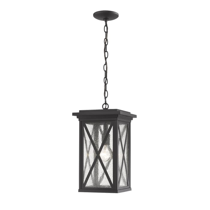 Z-Lite Brookside 1-Light Outdoor Chain Mount Ceiling Fixture Light In Black Z-Lite Brookside 1-Light Outdoor Chain Mount Ceiling Fixture Light In Black
