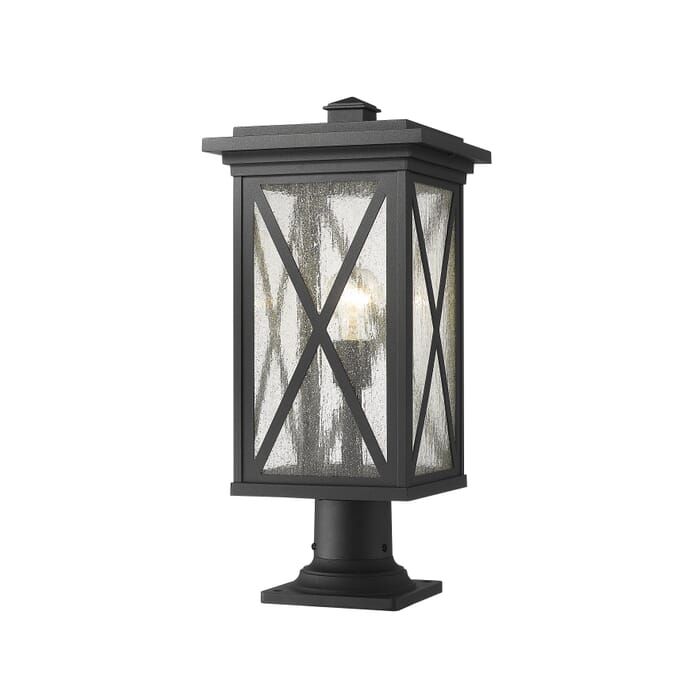 Z-Lite Brookside 1-Light Outdoor Pier Mounted Fixture Light In Black Z-Lite Brookside 1-Light Outdoor Pier Mounted Fixture Light In Black