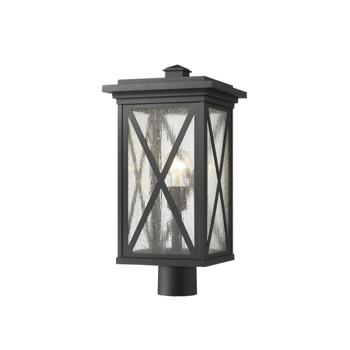 Z-Lite Brookside 1-Light Outdoor Post Mount Fixture Light In Black Z-Lite Brookside 1-Light Outdoor Post Mount Fixture Light In Black
