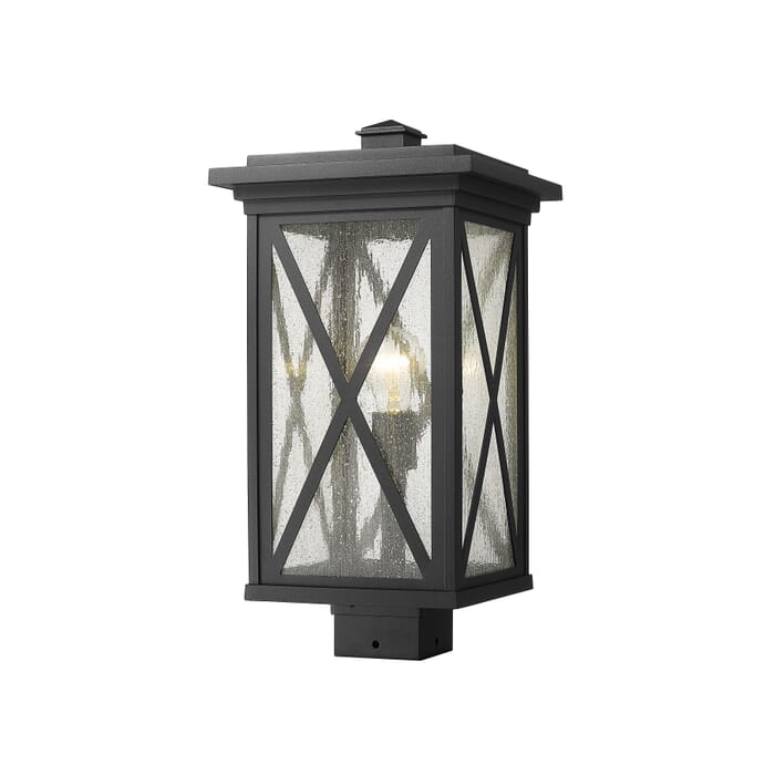 Z-Lite Brookside 1-Light Outdoor Post Mount Fixture Light In Black Z-Lite Brookside 1-Light Outdoor Post Mount Fixture Light In Black