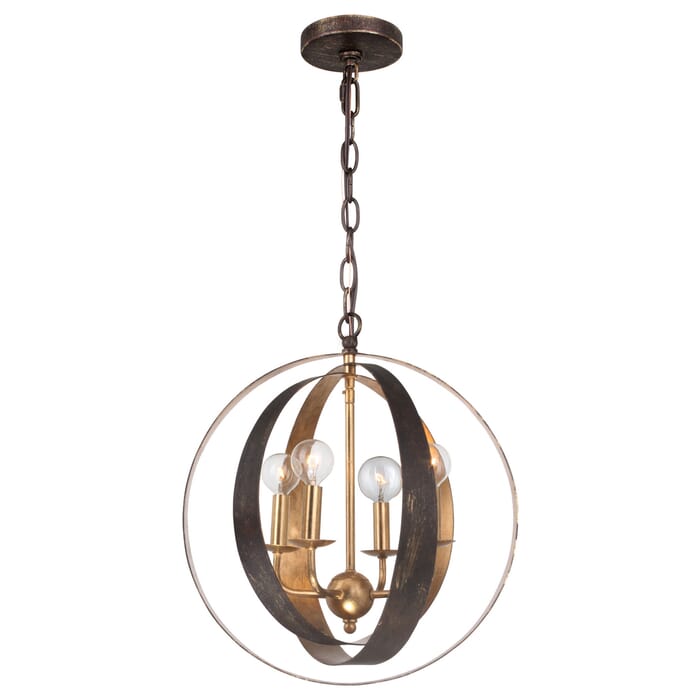Crystorama Luna 4-Light 18" Mini Chandelier in English Bronze And Antique Gold Crystorama Luna 4-Light 18" Mini Chandelier in English Bronze And Antique Gold