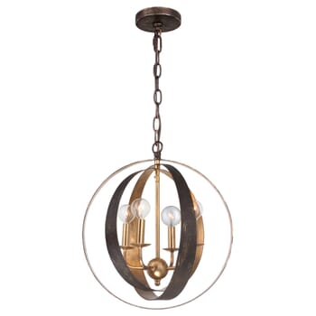 Crystorama Luna 4-Light 18" Mini Chandelier in English Bronze And Antique Gold