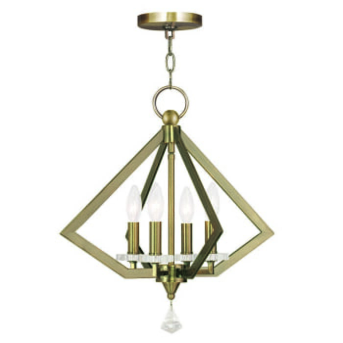 Diamond 4-Light Chandelier in Antique Brass Diamond 4-Light Chandelier in Antique Brass