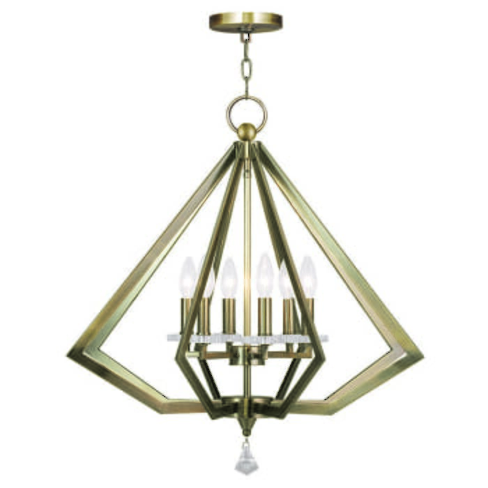 Diamond 6-Light Chandelier in Antique Brass Diamond 6-Light Chandelier in Antique Brass