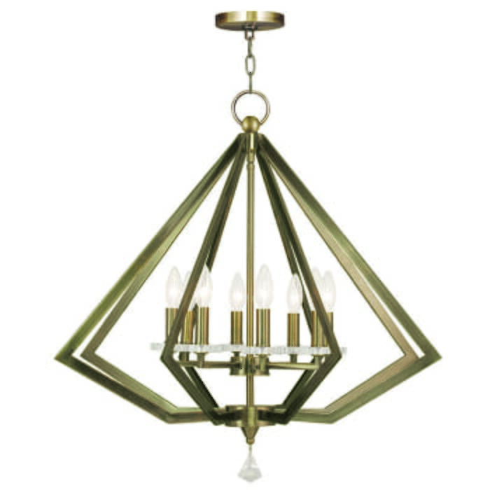 Diamond 8-Light Chandelier in Antique Brass Diamond 8-Light Chandelier in Antique Brass