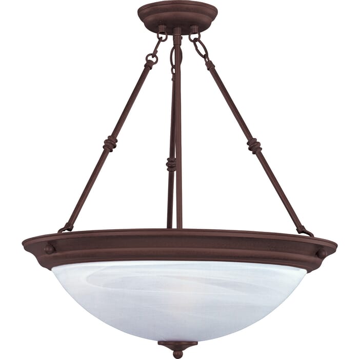 Maxim Lighting Essentials 3-Light Marble Invert Bowl Pendant in Bronze Maxim Lighting Essentials 3-Light Marble Invert Bowl Pendant in Bronze