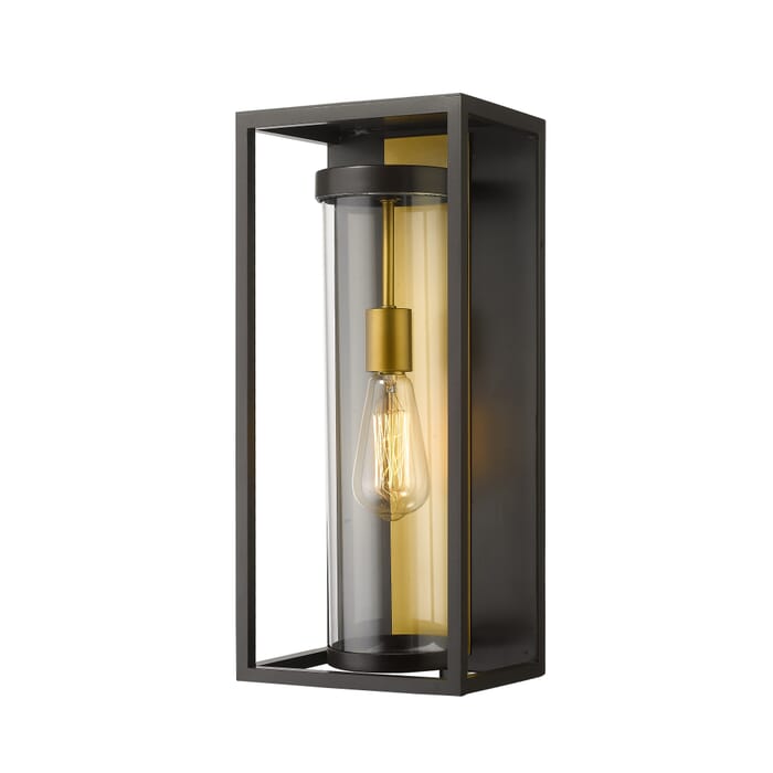 Z-Lite Dunbroch 1-Light Outdoor Wall Sconce In Deep Bronze With Outdoor Brass Z-Lite Dunbroch 1-Light Outdoor Wall Sconce In Deep Bronze With Outdoor Brass