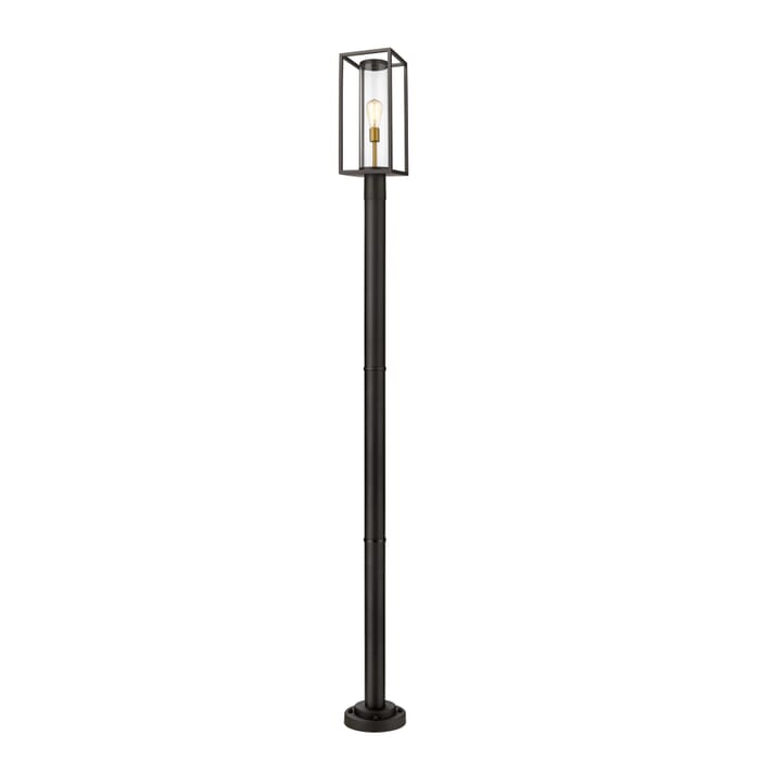 Z-Lite Dunbroch 1-Light Outdoor Post Mounted Fixture Light In Deep Bronze With Outdoor Brass Z-Lite Dunbroch 1-Light Outdoor Post Mounted Fixture Light In Deep Bronze With Outdoor Brass