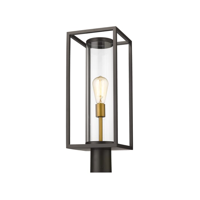 Z-Lite Dunbroch 1-Light Outdoor Post Mount Fixture Light In Deep Bronze With Outdoor Brass Z-Lite Dunbroch 1-Light Outdoor Post Mount Fixture Light In Deep Bronze With Outdoor Brass